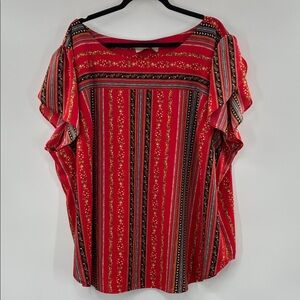 3For$20 LOFT PLUS Red and Black Patterned Blouse size: 26